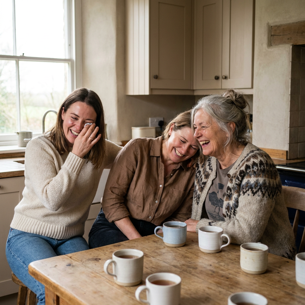 Vrouwen van verschillende leeftijden lachen samen